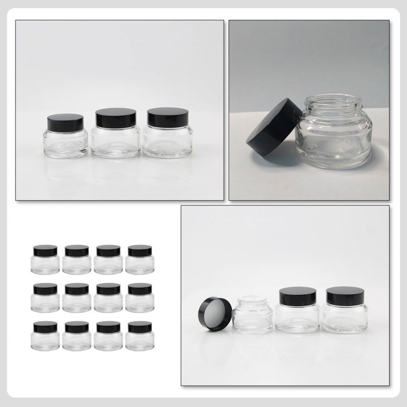 VILLCASE 12pcs 50g Glass Cream Jars for Travel Skincare Storage Refillable Empty Cosmetic Containers for Face and Body Cream Packaging - Image 3