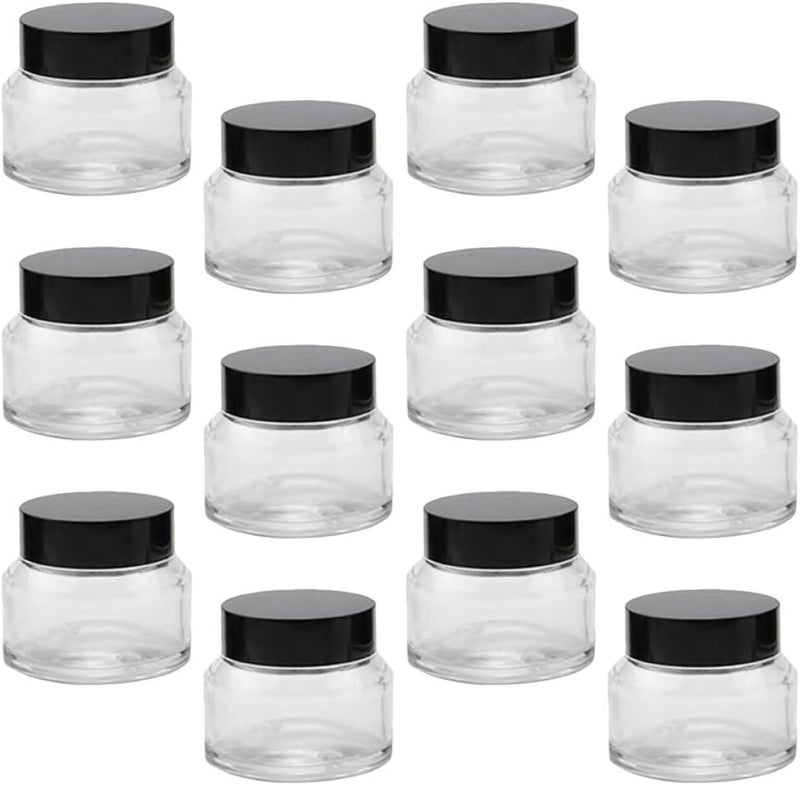 VILLCASE 12pcs 50g Glass Cream Jars for Travel Skincare Storage Refillable Empty Cosmetic Containers for Face and Body Cream Packaging - Image 1