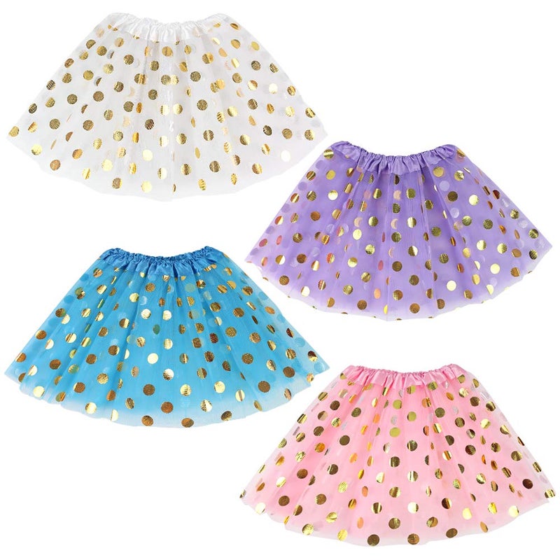 Koogel Tutu for Toddler Girls, 4PCS Toddler Tutu Dress Up Clothes Tulle Skirt for Birthday Princess Costume Party Favor - Image 1