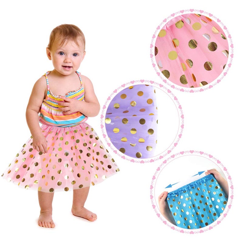Koogel Tutu for Toddler Girls, 4PCS Toddler Tutu Dress Up Clothes Tulle Skirt for Birthday Princess Costume Party Favor - Image 4