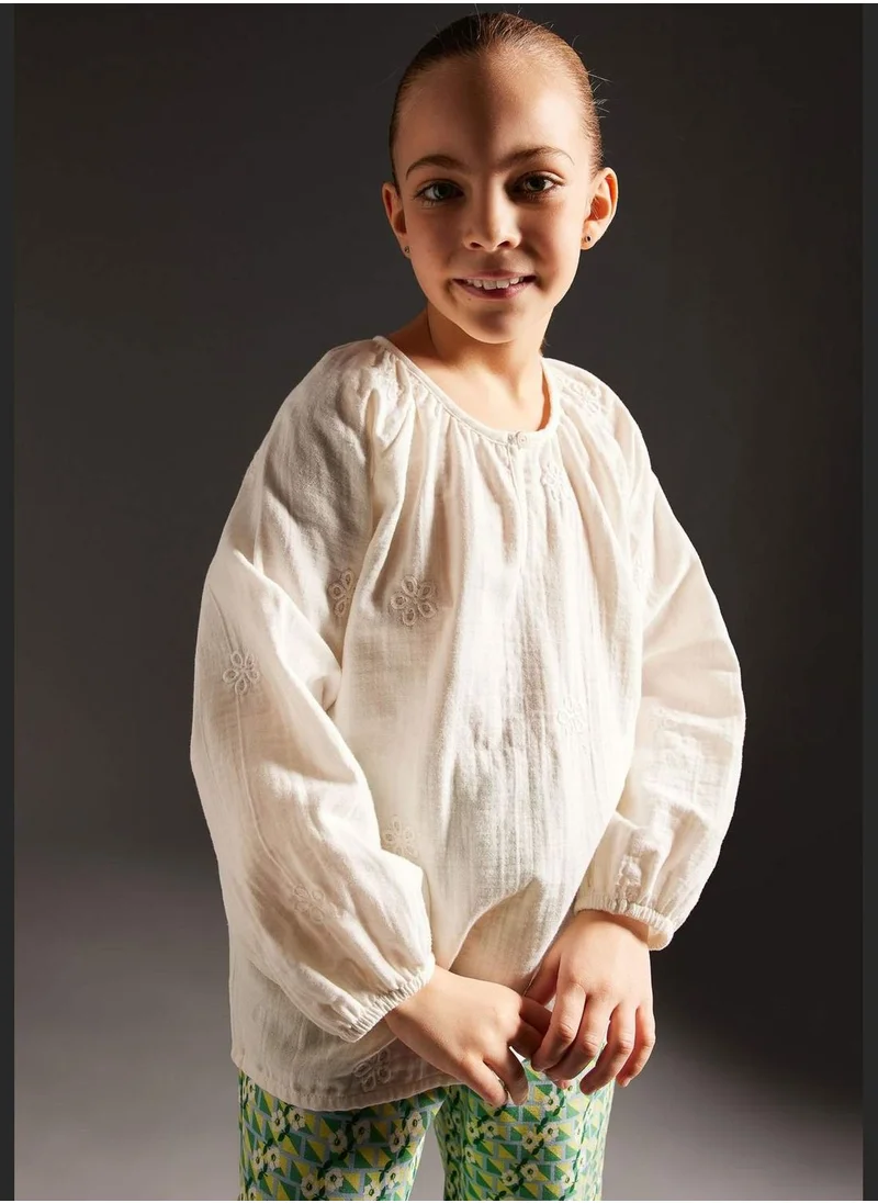 ديفاكتو Girl Woven Long Sleeve Blouse