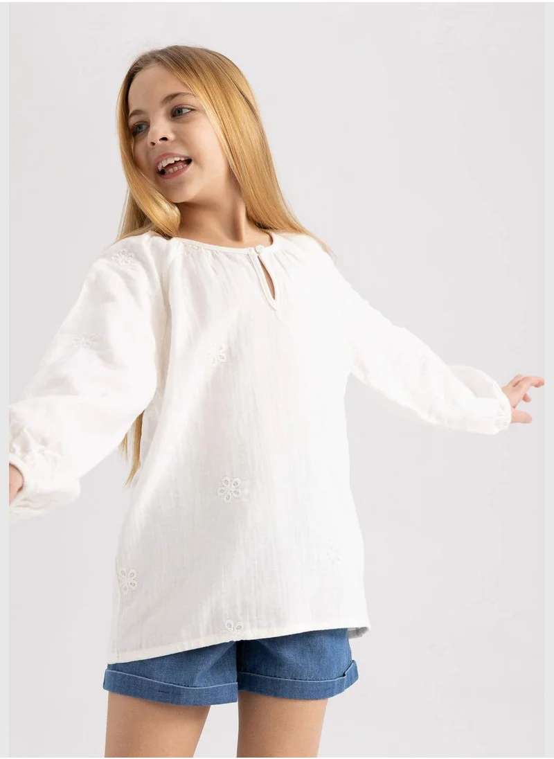 ديفاكتو Girl Woven Long Sleeve Blouse