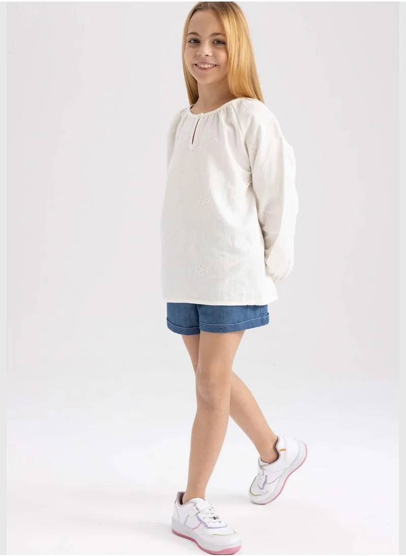 ديفاكتو Girl Woven Long Sleeve Blouse