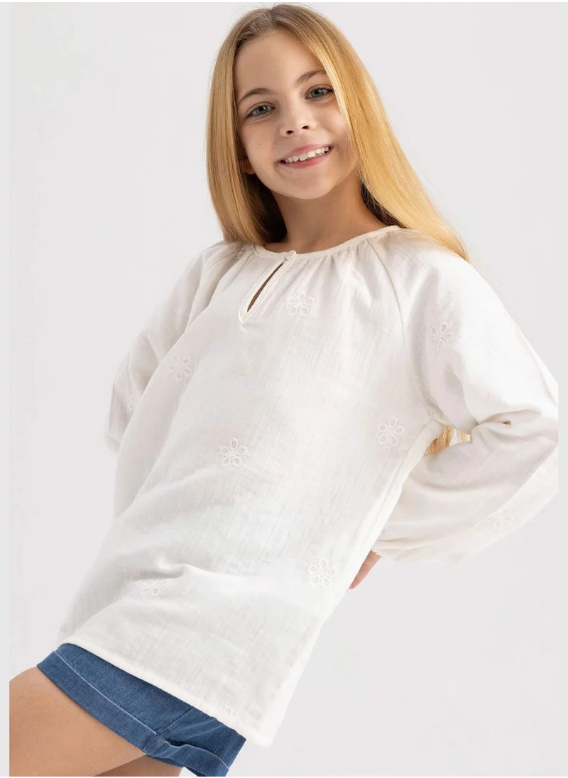 ديفاكتو Girl Woven Long Sleeve Blouse