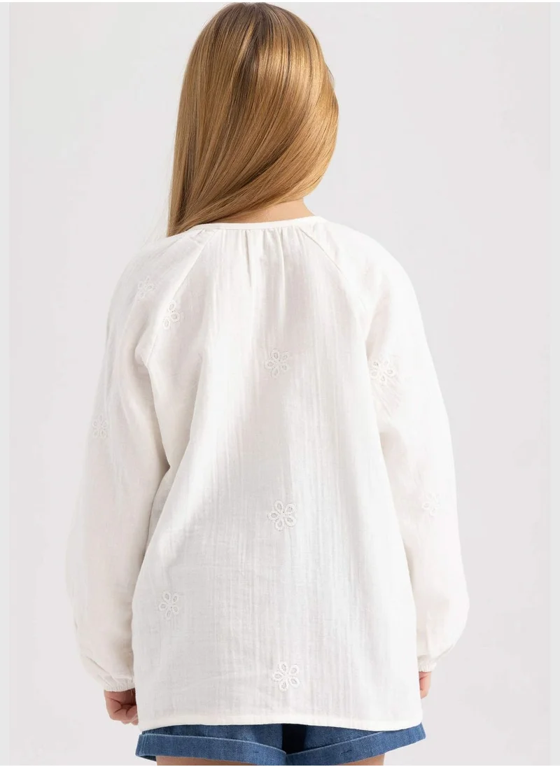 ديفاكتو Girl Woven Long Sleeve Blouse