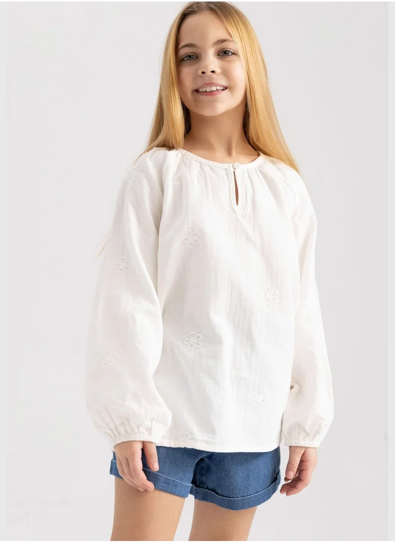 ديفاكتو Girl Woven Long Sleeve Blouse