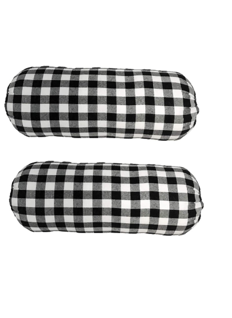 ATOOTFUSION ATOOTFUSION Black and White Check Bolster 30 X 95 Inches Set of 02 Cotton Hard Bolster Set  - Image 1