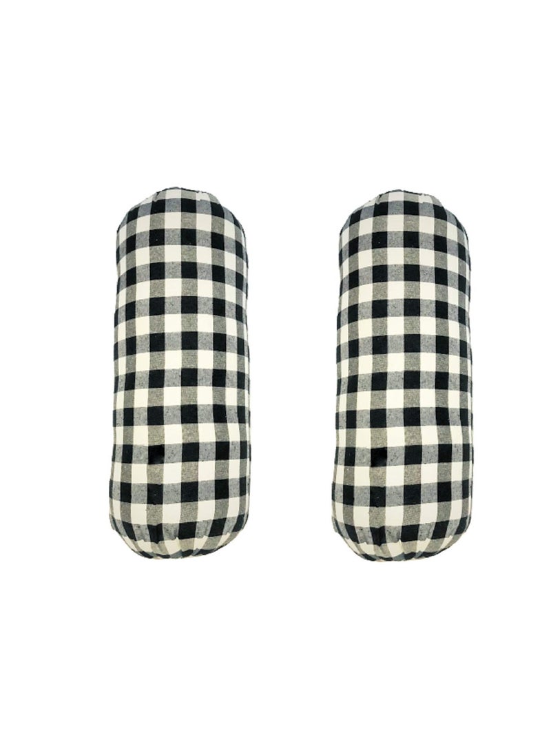 ATOOTFUSION ATOOTFUSION Black and White Check Bolster 30 X 95 Inches Set of 02 Cotton Hard Bolster Set  - Image 4