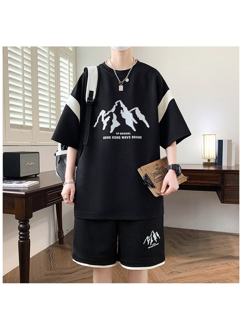 Fashionable Men's Printed Casual Short Sleeved Sports Suit  - Image 1