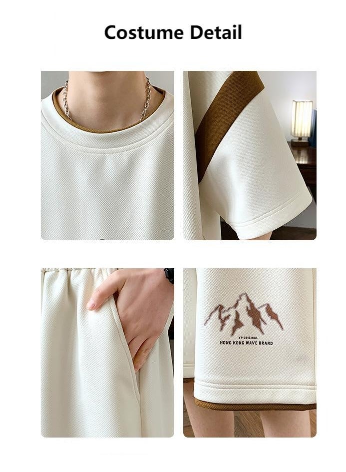Fashionable Men's Printed Casual Short Sleeved Sports Suit  - Image 3