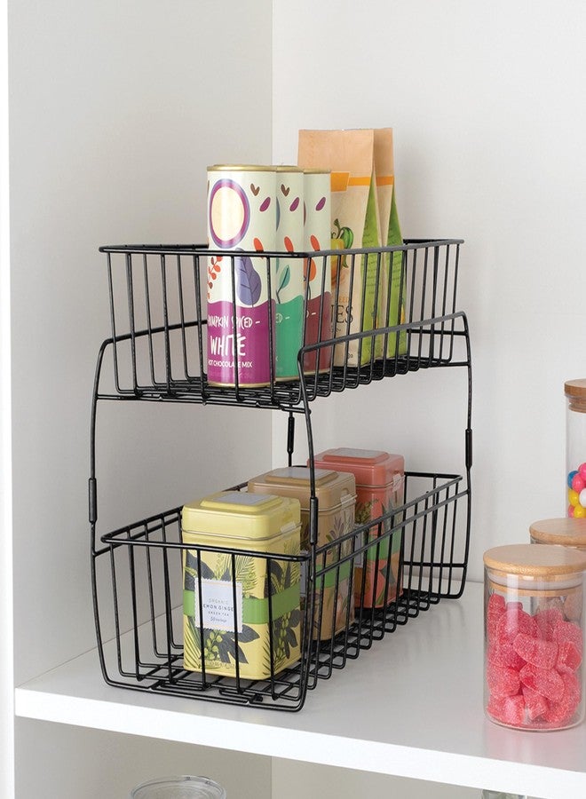 Smart Design 2-Tier Slide Out Baskets- 18" x 9" x 11.8 inches - Black - Image 3
