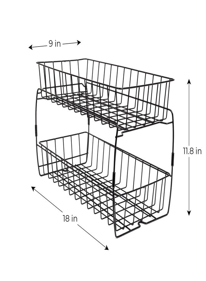 Smart Design 2-Tier Slide Out Baskets- 18" x 9" x 11.8 inches - Black - Image 4