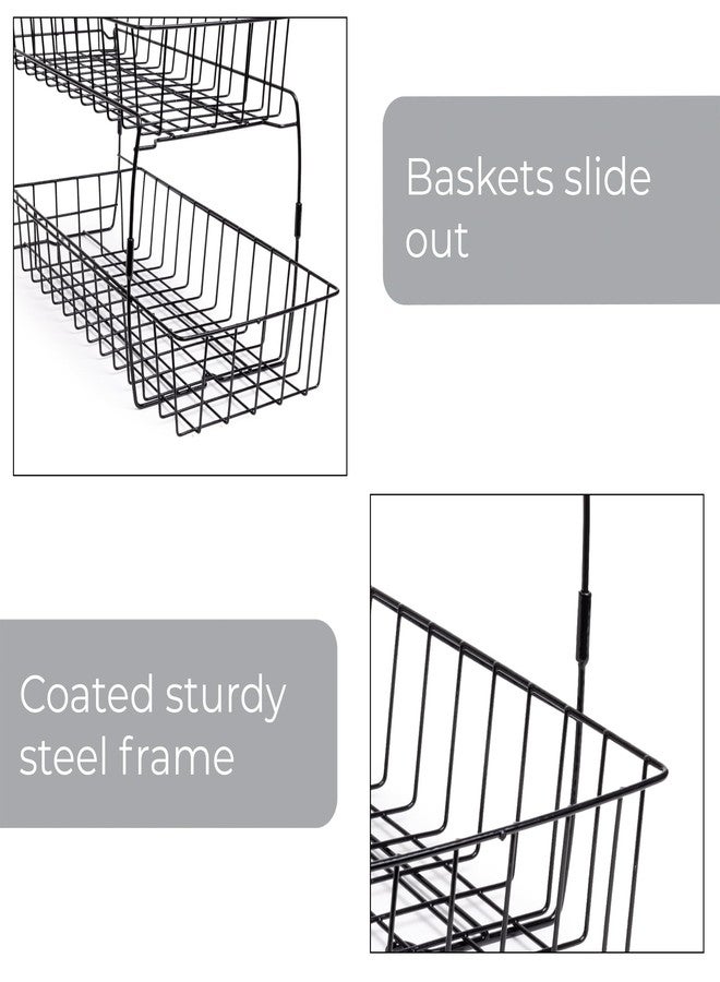 Smart Design 2-Tier Slide Out Baskets- 18" x 9" x 11.8 inches - Black - Image 5