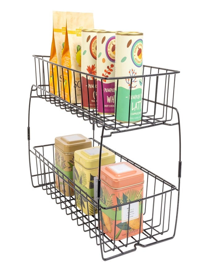 Smart Design 2-Tier Slide Out Baskets- 18" x 9" x 11.8 inches - Black - Image 2