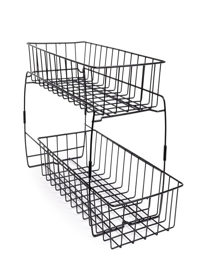 Smart Design 2-Tier Slide Out Baskets- 18" x 9" x 11.8 inches - Black - Image 1