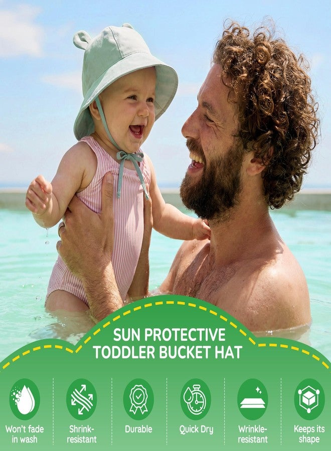 زاندو قبعة شمسية للأطفال من زاندو بحافة عريضة، مقاس 6-12 شهرًا - قبعة شمسية للأطفال الرضع من عمر 6-12 شهرًا مزودة بأذني دب للحماية من الأشعة فوق البنفسجية، مناسبة للسباحة والشاطئ في الصيف، قبعة دلو للأطفال من الجنسين، قابلة للتعديل للاستخدام اليومي في الهواء الطلق، هدية مثالية للحفلات، لون أخضر، مقاس صغير - Image 3