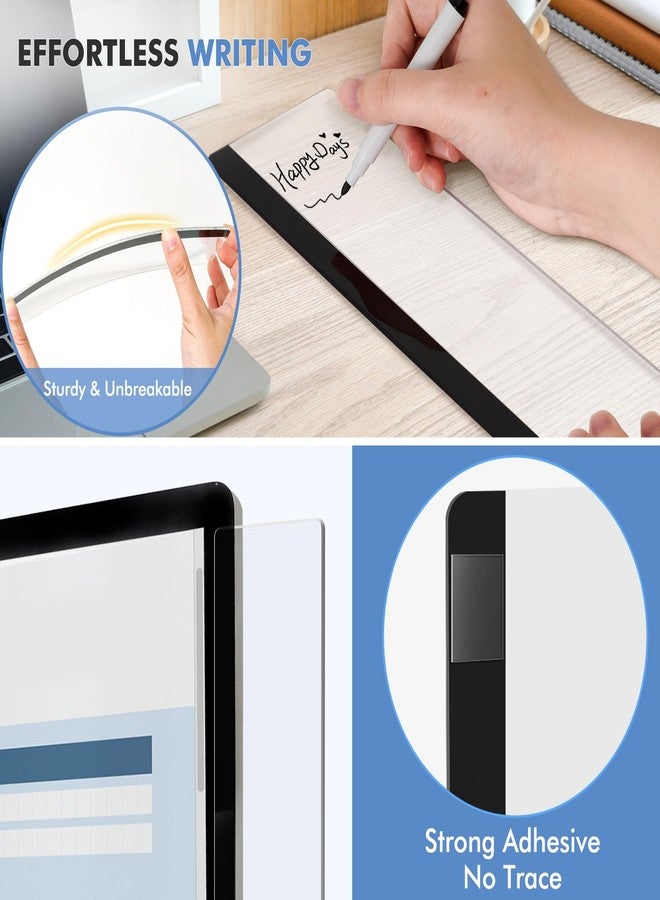 DOLLAR BOSS Monitor Memo Boards for Computers 2 Pcs Office Desk Accessories 11" x 3.1" Transparent Acrylic Monitor Side Panel Multifunction Message Board Screen Note Holder for Office Home Work Desk - Image 4
