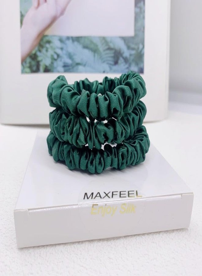 MAXFEEL 100% 22Momme Pure Mulberry Silk Hair Scrunchie Width 1.3cm with Elastic Band Women SIlk Hair Ties (1.3CM-Green-3PCS) - Image 5