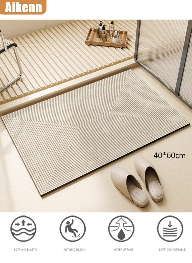 أيكين سجادات الحمام، سجادات أرضية ماصة ومضادة للانزلاق، سجاد مطاطي غير قابل للانزلاق، سجادات أرضية لحوض المطبخ، سجادات سريعة الجفاف، سجادات مانعة للانزلاق وماصة وقابلة للغسل ومريحة، سجادات حمام للغرف، مجموعة سجاد مقاومة للماء، سجادة أنيقة لمقعد الاستحمام - Image 1