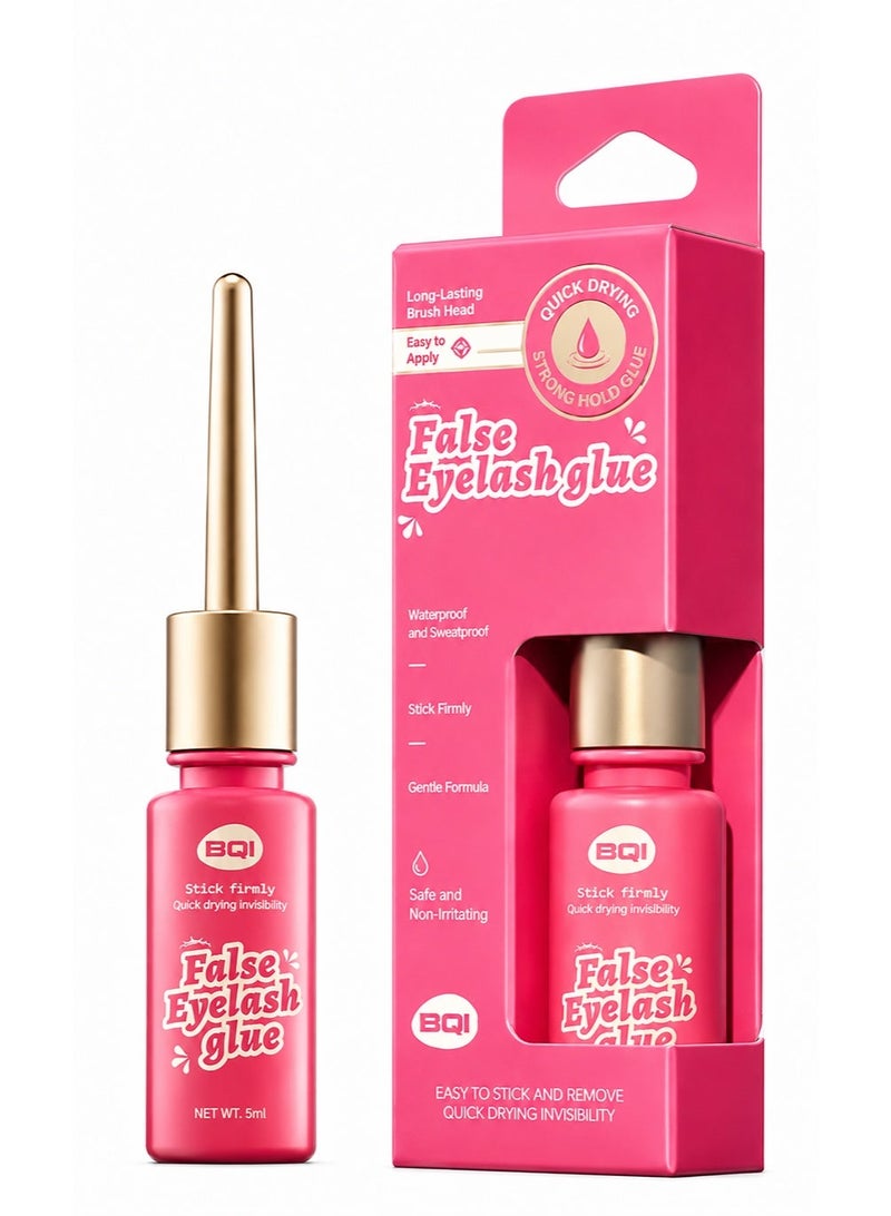 BQI Eyelashes Glue Adhesive,Super Strong Waterproof Clear Long Eyelash Glue Lasting Sweat & Tear Proof Lash Glue for Eyelash Extensions, All Day Hold Durable Brush-On Waterproof, 1 Pack. - Image 1