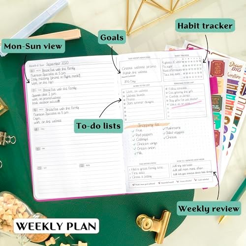 Legend Planner – Weekly & Monthly Life Planner to Hit Your Goals & Live Happier. Organizer Notebook & Productivity Journal. A5 (Hot Pink) - Image 3