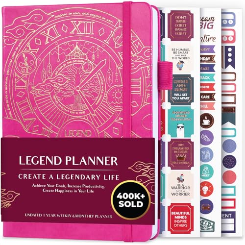 Legend Planner – Weekly & Monthly Life Planner to Hit Your Goals & Live Happier. Organizer Notebook & Productivity Journal. A5 (Hot Pink) - Image 1