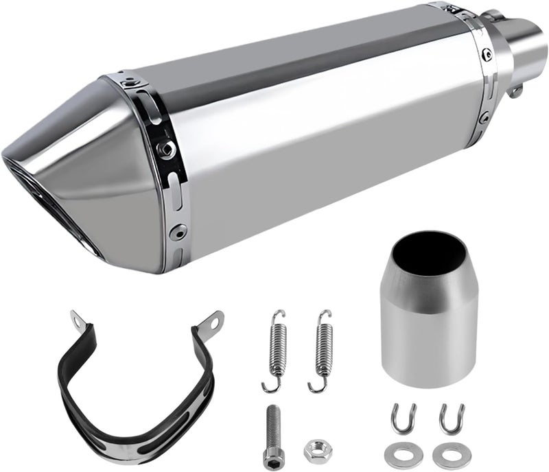 PACEWALKER Motorcycle Slip On Muffler, 1.5-2" Universal Motorcycle Exhaust with Removable DB Killer for Street/Sport Motorcycles and Scooters, Dirt Bike ATV Street Bike 38-51mm Inlet(Titanium) - Image 1