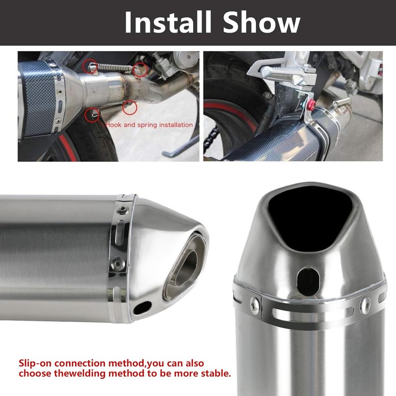 PACEWALKER Motorcycle Slip On Muffler, 1.5-2" Universal Motorcycle Exhaust with Removable DB Killer for Street/Sport Motorcycles and Scooters, Dirt Bike ATV Street Bike 38-51mm Inlet(Titanium) - Image 5