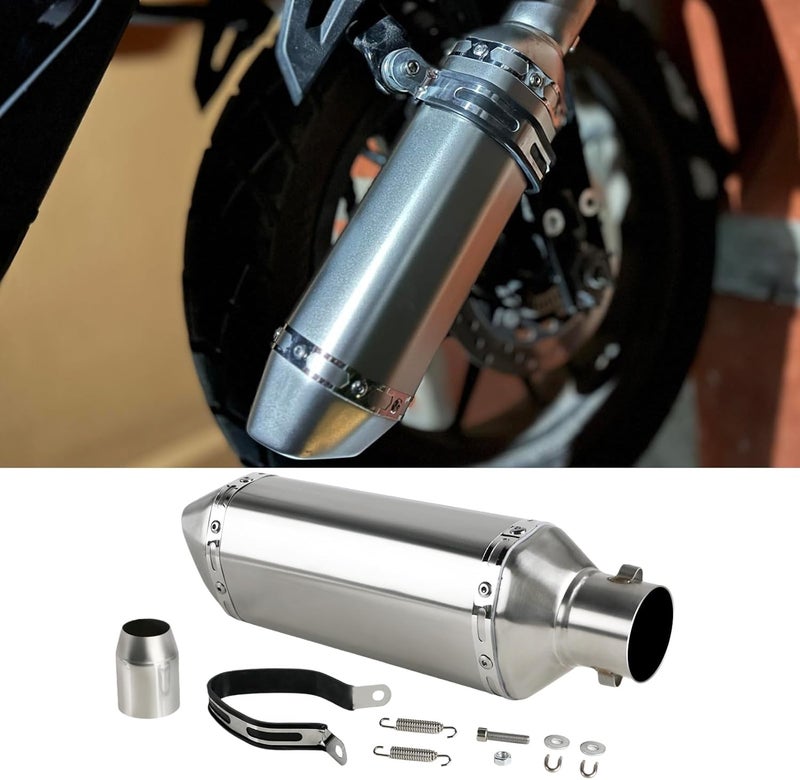 PACEWALKER Motorcycle Slip On Muffler, 1.5-2" Universal Motorcycle Exhaust with Removable DB Killer for Street/Sport Motorcycles and Scooters, Dirt Bike ATV Street Bike 38-51mm Inlet(Titanium) - Image 4
