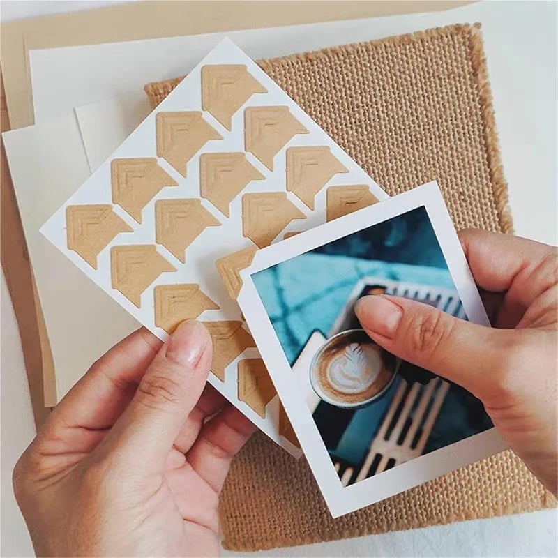 Photo Corners Self Adhesive 1440Pcs Photo Corner Stickers for DIY Albums and Scrapbooking Vintage Kraft Paper Frame Decoration Handwork Supplies(Silver) - Image 2