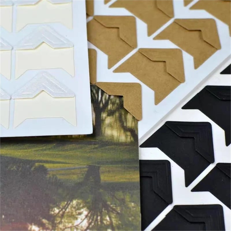 Photo Corners Self Adhesive 1440Pcs Photo Corner Stickers for DIY Albums and Scrapbooking Vintage Kraft Paper Frame Decoration Handwork Supplies(Silver) - Image 3