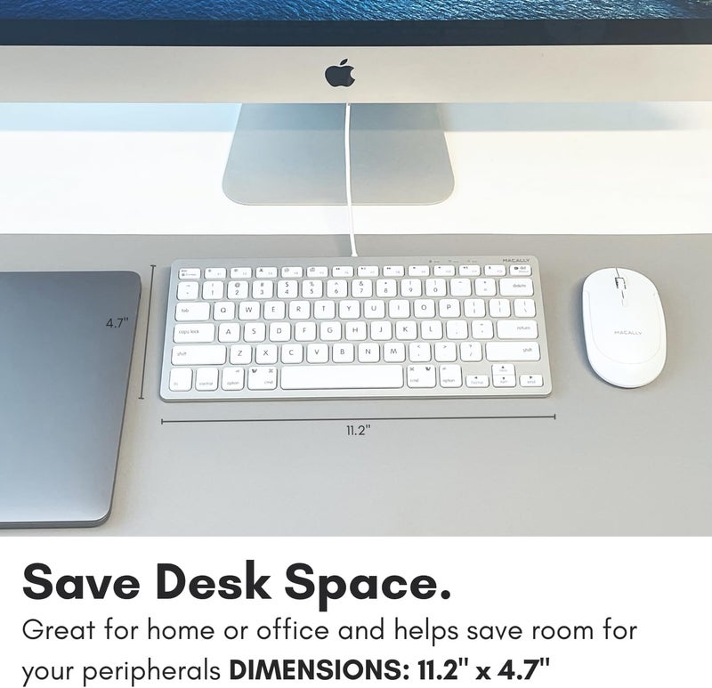 Macally Small Wired Keyboard for Mac and Windows - 78 Scissor Switch Keys Compatible Apple Keyboard for MacBook Pro/Air, iMac, Mac mini/Pro - Plug and Play USB That Saves Space and Looks Great - Image 3