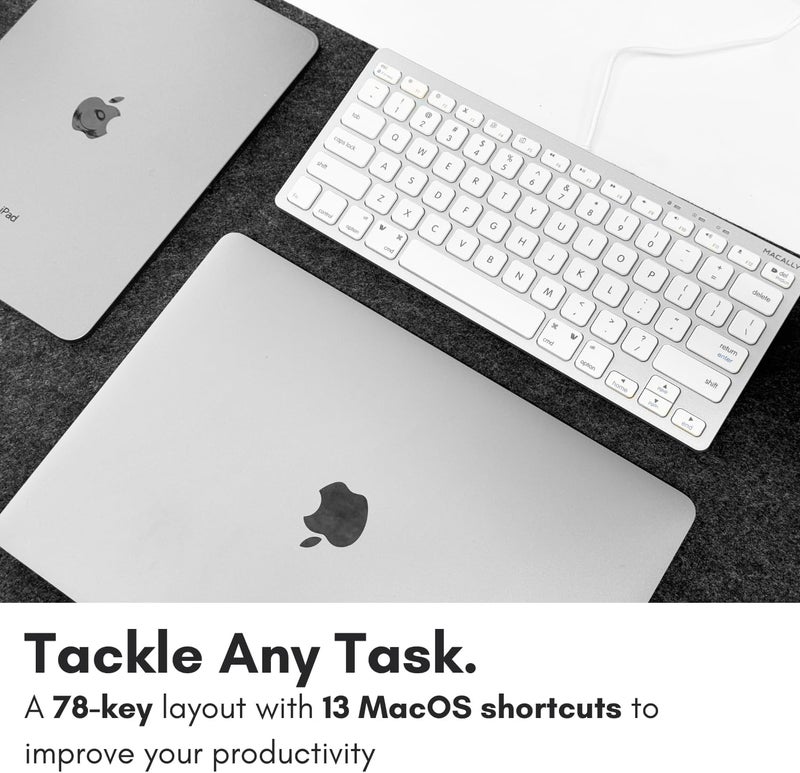 Macally Small Wired Keyboard for Mac and Windows - 78 Scissor Switch Keys Compatible Apple Keyboard for MacBook Pro/Air, iMac, Mac mini/Pro - Plug and Play USB That Saves Space and Looks Great - Image 2