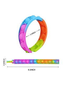 NQOOH Pop Fidget Bracelet Toys Colourful Silicone Stress Relief Party Gifts for Kids and Classroom Rewards 10 Pieces Multicoloured  - Image 2
