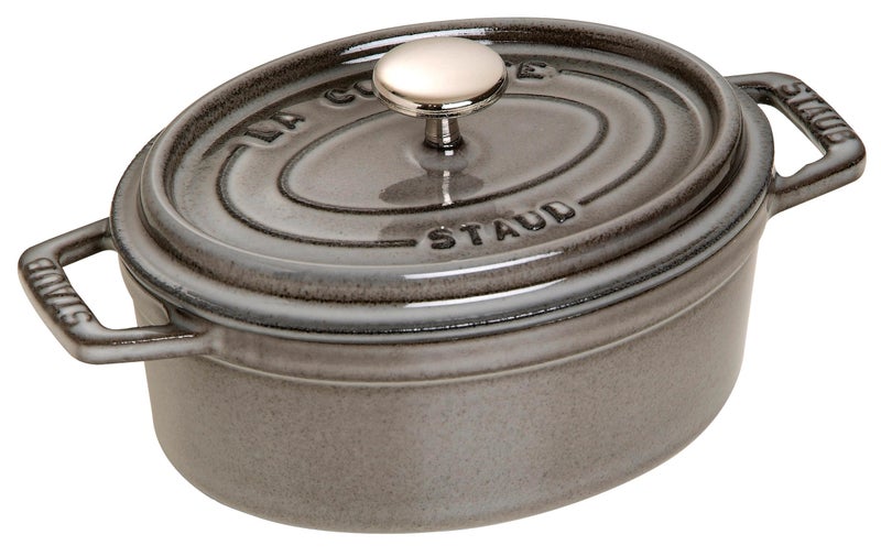 STAUB Cast Iron RoasterCocotte Oval 17 cm 1 L Graphite Grey