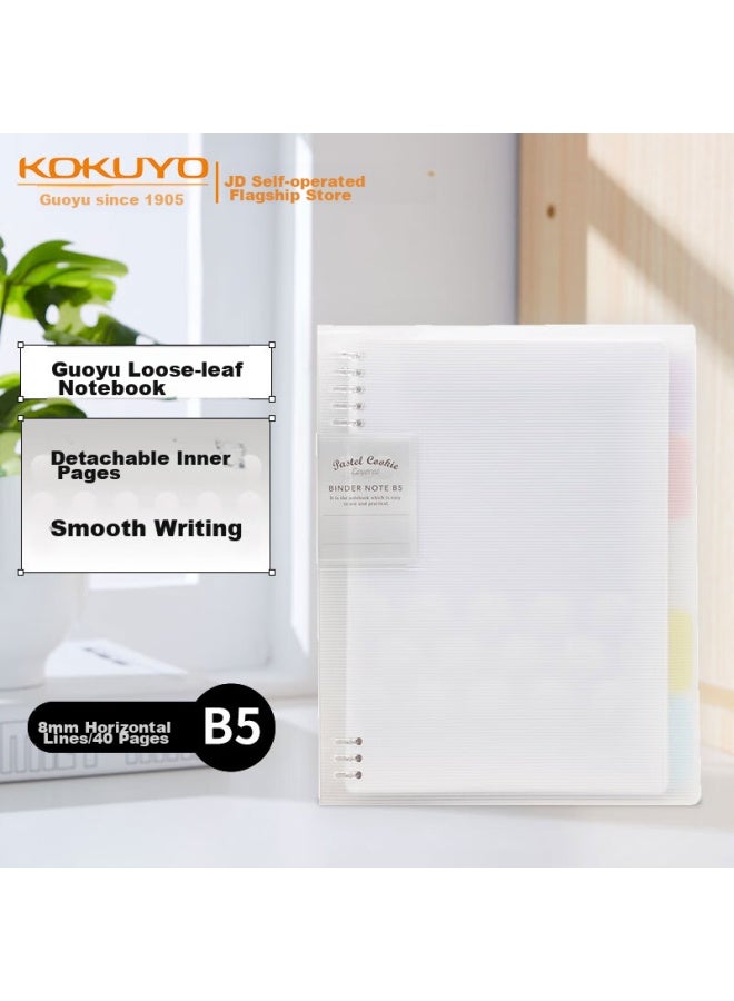 كوكويو Kokuyo Pastel Cookie Soft Light B5 دفتر الأوراق المفككة سعة كبيرة مع فواصل من 5 ألوان، 40 ورقة، شفاف، Wsg-ruyp61t - Image 5