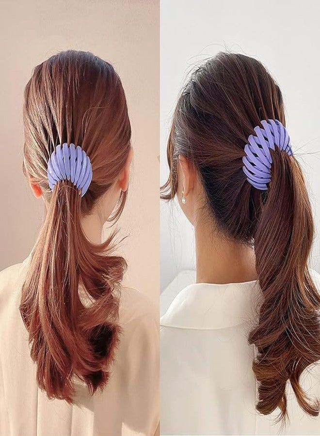 مجموعة براندهارا من 4 مشابك شعر على شكل عش طائر للنساء والفتيات، حامل ذيل حصان متعدد الألوان قابل للتمديد، مشبك ناعم غير قابل للانزلاق لصنع كعكة الشعر، إكسسوارات شعر أنيقة للاستخدام اليومي - Image 4