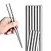 IQCWOOD Metal Chopsticks,  5 Pairs 9.5 Inch Stainless Steel Chopsticks, 304 Metal Chopsticks Reusable Dishwasher - Image 2