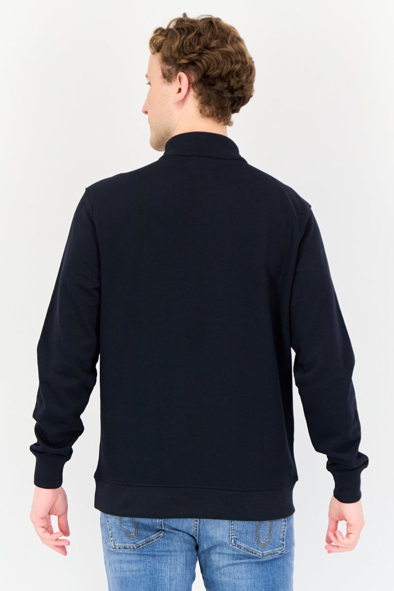 833 POLICE Men High Neck Brand Logo Long  Sleeve Sweatshirt, Navy  - Image 3