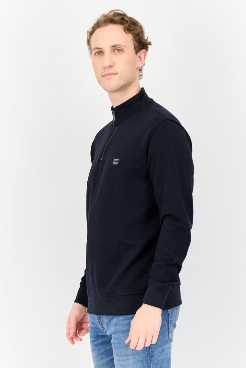 833 POLICE Men High Neck Brand Logo Long  Sleeve Sweatshirt, Navy - Image 2
