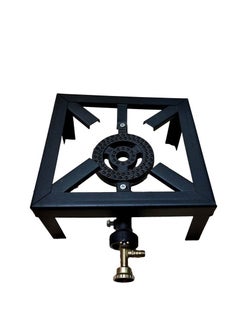PAMCHAL Gas Stove Single Cast Iron Burner Outdoor Gas Stove 30x30cm Black 