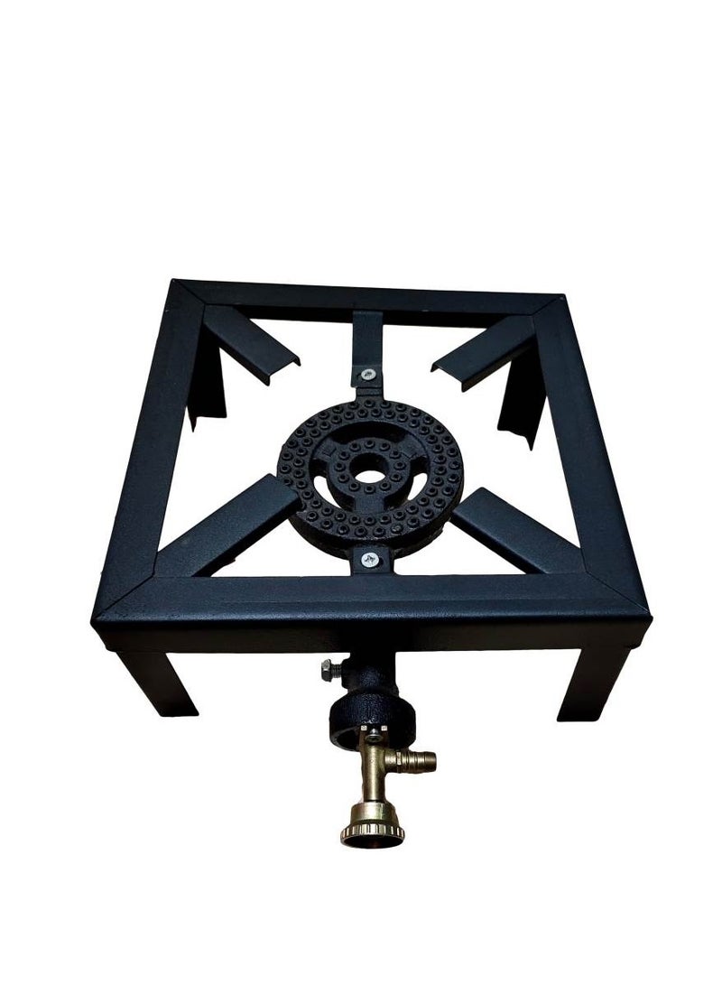 PAMCHAL Gas Stove Single Cast Iron Burner Outdoor Gas Stove 30x30cm Black 