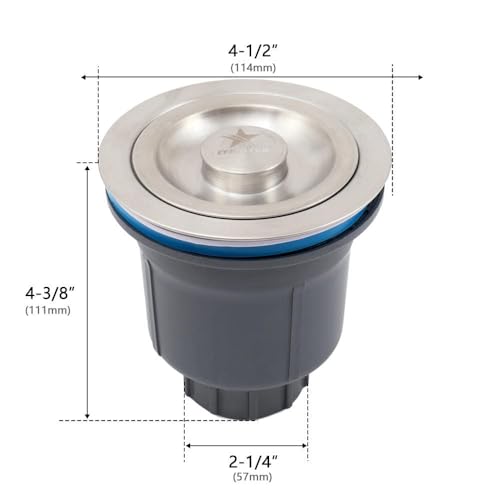 STARSTAR Kitchen Sink Stainless Steel Drain Assembly Kit for 3-1/2-inch Sink Opening Size, Removable Deep Sink Strainer Basket with Sink Stopper/Sealing Lid (Stainless Steel) - Image 3