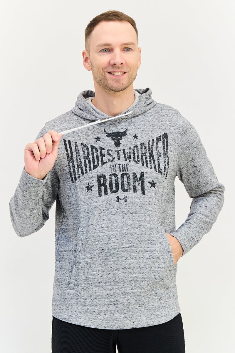 UNDER ARMOUR Dwayne Johnson Men Sportswear Fit Long Sleeve Outdoor Hooded, Heather Grey - Image 1