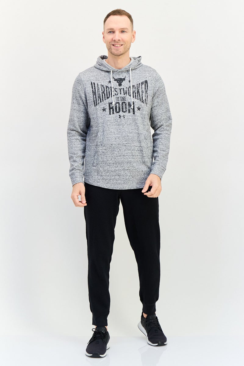 UNDER ARMOUR Dwayne Johnson Men Sportswear Fit Long Sleeve Outdoor Hooded, Heather Grey - Image 4