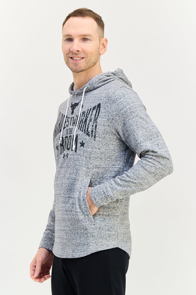 UNDER ARMOUR Dwayne Johnson Men Sportswear Fit Long Sleeve Outdoor Hooded, Heather Grey - Image 2