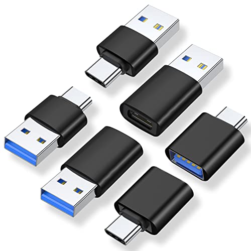AreMe USB C Adapter (6 Pack), USB A Male to USB C Male Adapter, USB 3.0 to Type-C Converter Connector (Black) - Image 1