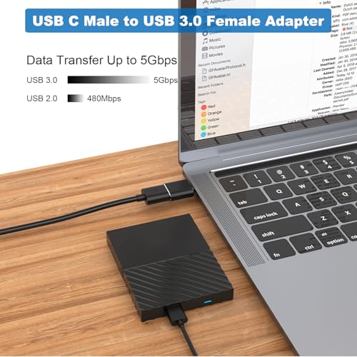 AreMe USB C Adapter (6 Pack), USB A Male to USB C Male Adapter, USB 3.0 to Type-C Converter Connector (Black) - Image 4