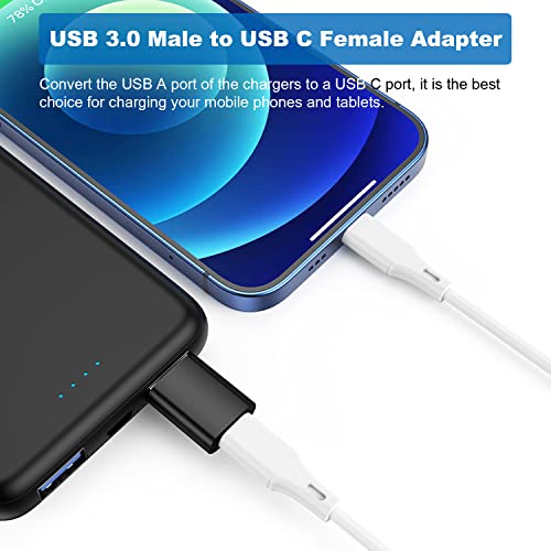 AreMe USB C Adapter (6 Pack), USB A Male to USB C Male Adapter, USB 3.0 to Type-C Converter Connector (Black) - Image 5