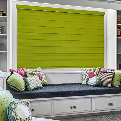 ZEBRA BLINDS Polyester Zebra Blind for Windows Dual Layer Zebra Roller Shades Light Filtering Sheer Window Treatments Privacy Light Control for Day and Night, Color Green, W80XH130CM - Image 1